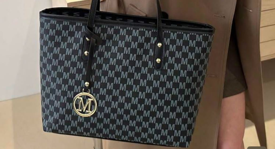 Navy Monogram M Tote Bag